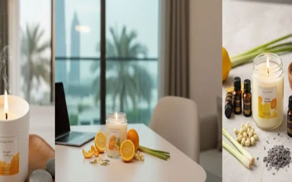 Luxury handcrafted candle collection by Studio Kinza Dubai
