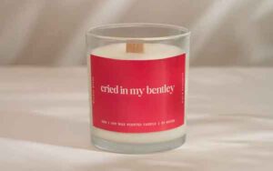 Cried In My Bentley luxury scented soy candle by Studio Kinza