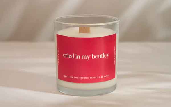 Cried In My Bentley luxury scented soy candle by Studio Kinza