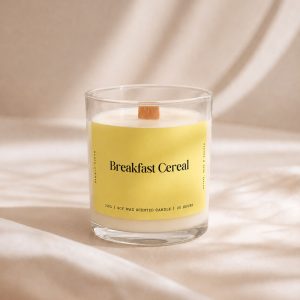 Studio Kinza Breakfast Cereal milk and lemon soy candle in glass jar