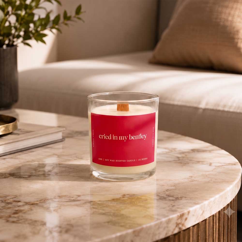 Cried in my Bentley 3 Cried in My Bentley Scented Candle for Living Room Decor by Studio Kinza