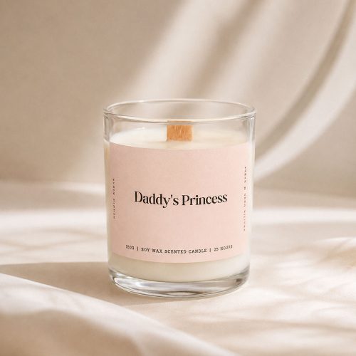 daddys-princess-vanilla-soy-candle-dubai-studio-kinza Studio Kinza Daddy's Princess vanilla bean soy candle in glass jar