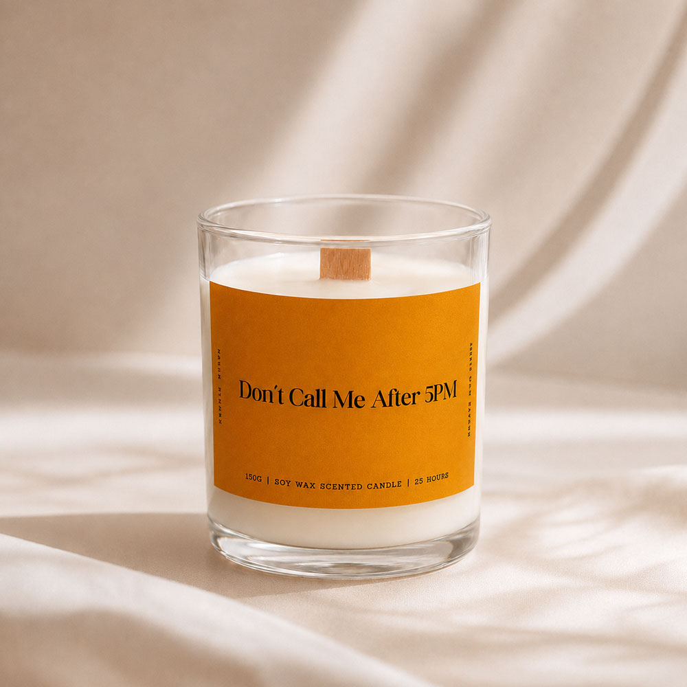Studio Kinza Don't Call Me After 5PM mango soy candle in glass jar
