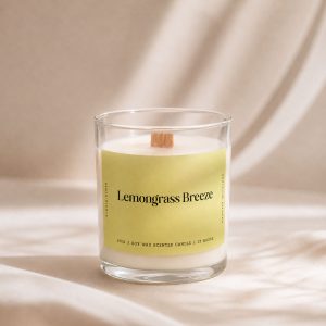 Studio Kinza Lemongrass Breeze citrus soy candle in glass jar