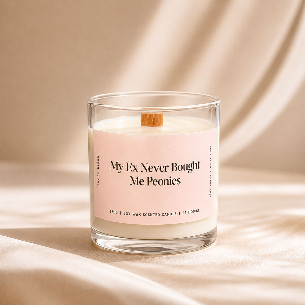 Studio Kinza My Ex Never Bought Me Peonies peony soy candle in glass jar