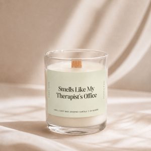 Studio Kinza Smells Like My Therapist's Office eucalyptus soy candle in glass jar