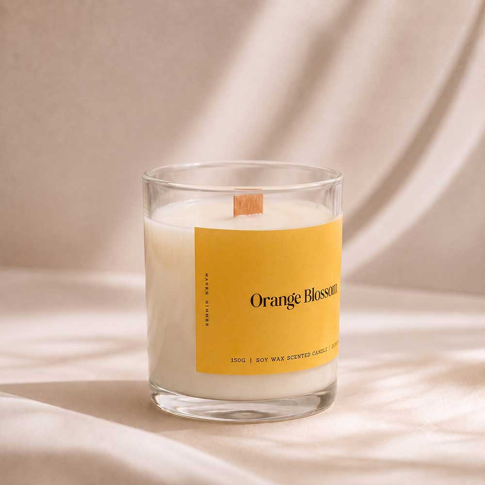 Studio Kinza Orange Blossom soy candle with luxury scented fragrance