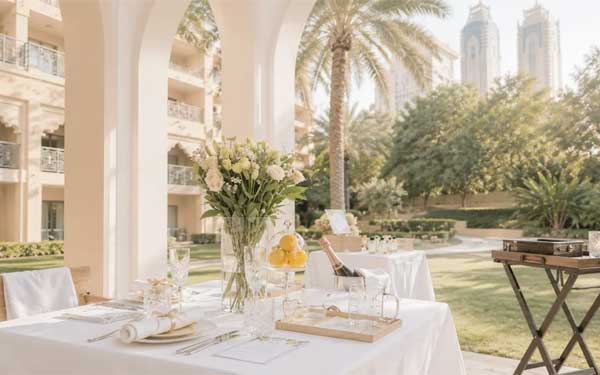 Elegant outdoor candle-making experience for couples enjoying a romantic date at Studio Kinza in Dubai.