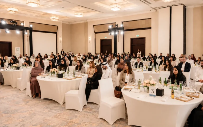 Employees attending a luxury corporate candle-making workshop and creative team-building experience at Studio Kinza in Dubai.