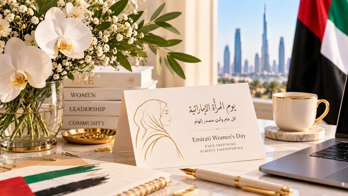 Close-up of personalized appreciation notes and handcrafted candles arranged for a corporate celebration in Dubai.